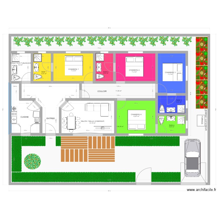 2 PLAN. Plan de 12 pièces et 265 m2