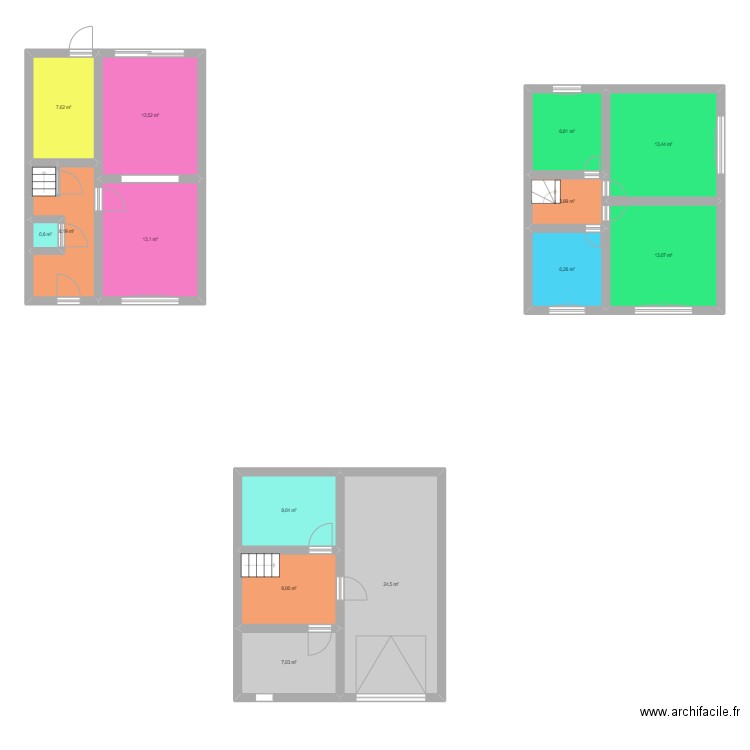 Campagne . Plan de 14 pièces et 134 m2