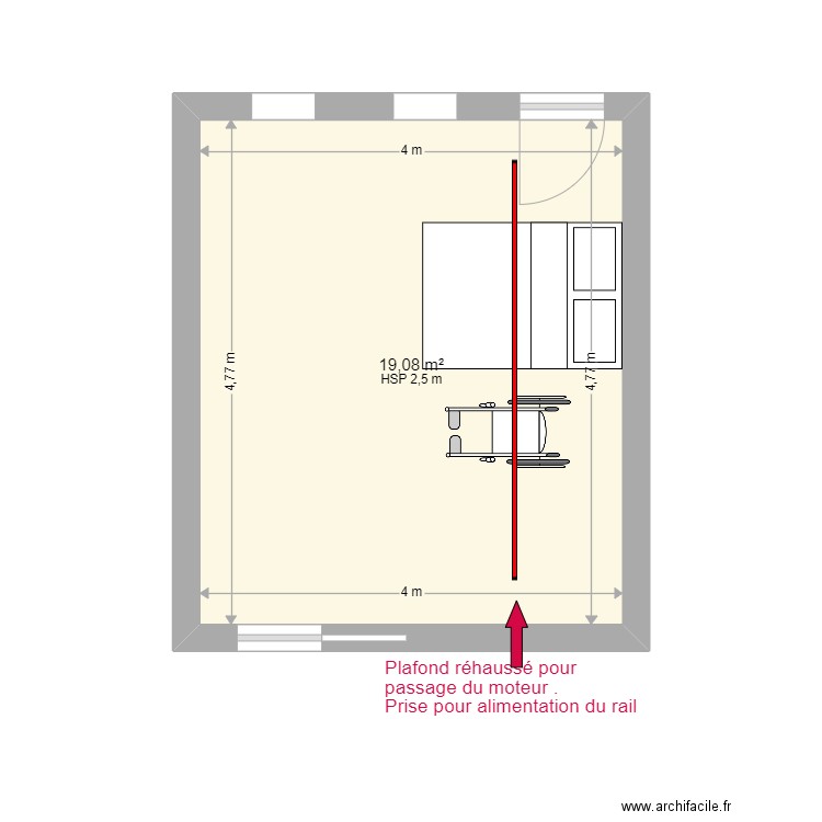 VIRGIL VERON. Plan de 1 pièce et 19 m2