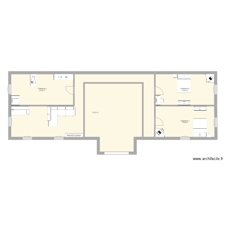 pitole etage . Plan de 4 pièces et 134 m2