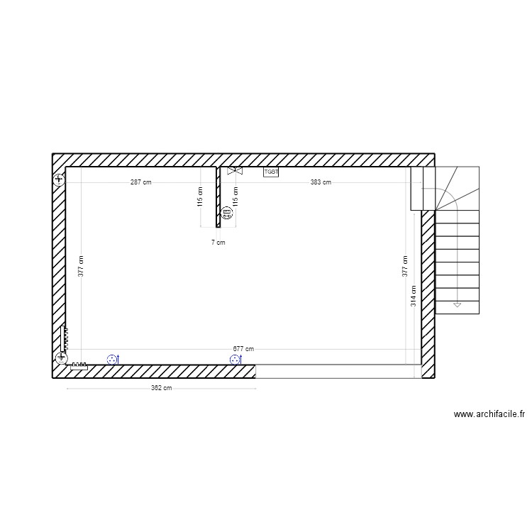 Cuisine Alaoui. Plan de 1 pièce et 25 m2