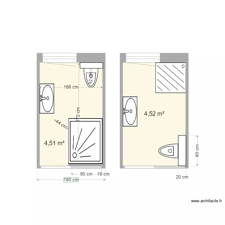 salle de bain Quiniou. Plan de 