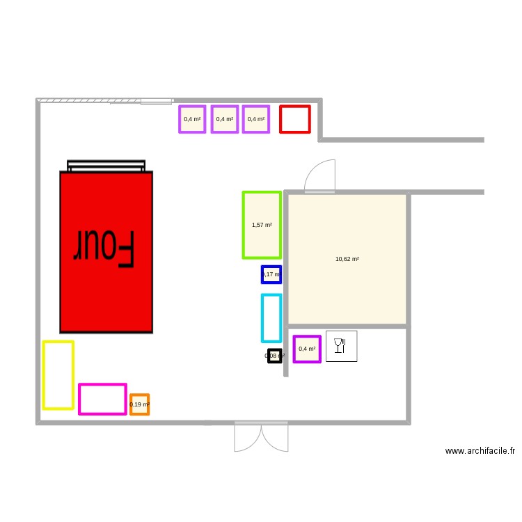 feuillette. Plan de 9 pièces et 14 m2