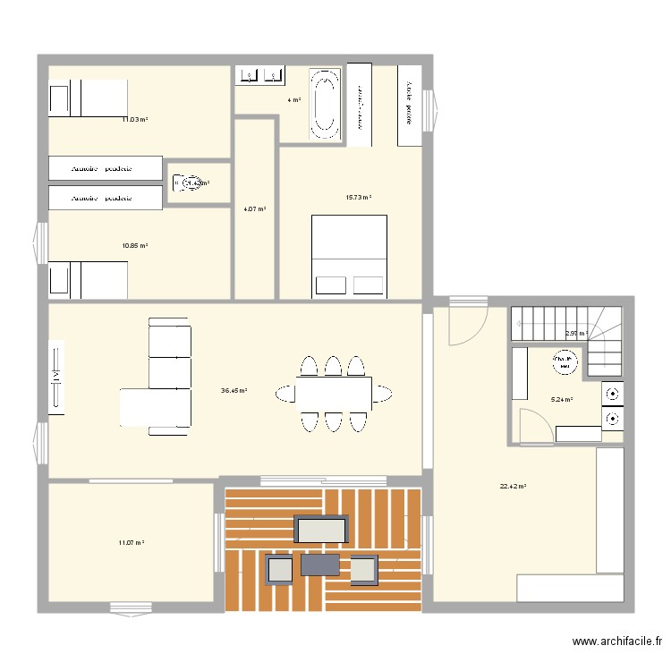 Plan maison en U. Plan de 0 pièce et 0 m2