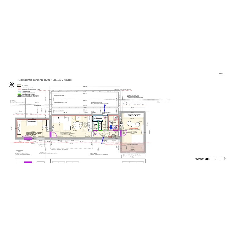 1.1.1 -PROJET  RENOVATION REZ DE JARDIN 1_50 modifiées le 17_07-2-7. Plan de 6 pièces et 104 m2