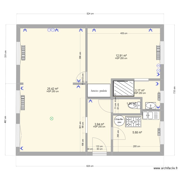 Appartement Faure modification V3. Plan de 0 pièce et 0 m2