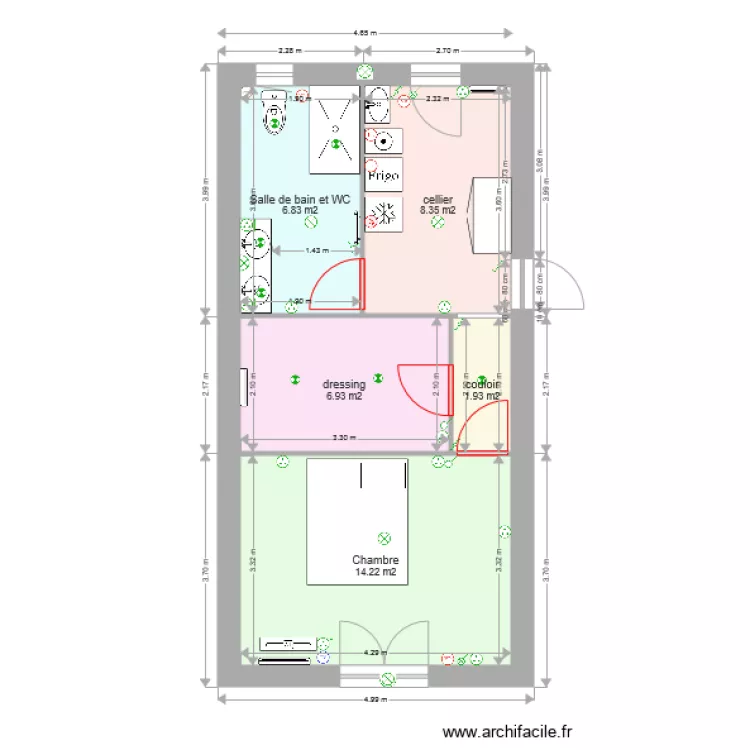 extension 4 pi&egrave;ces 38m habitables &eacute;lec. Plan de 