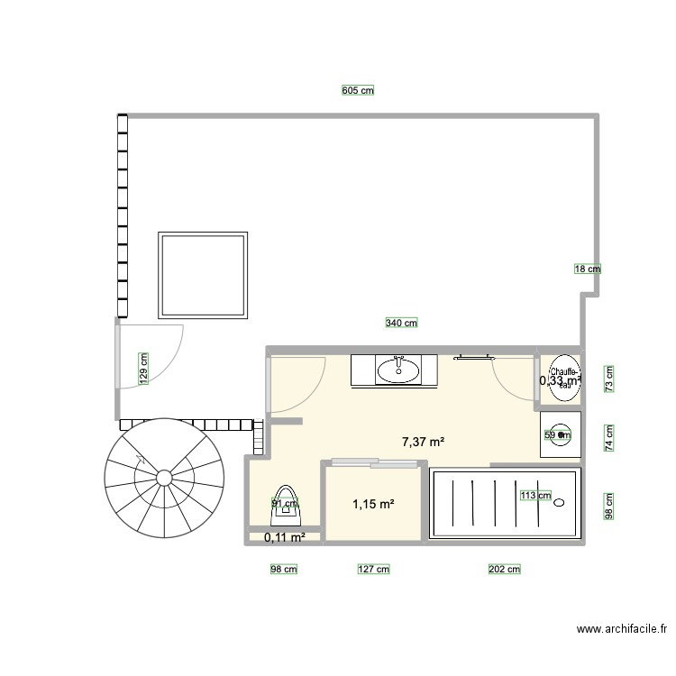 GOY AP 1 ETAGE 2. Plan de 4 pièces et 9 m2