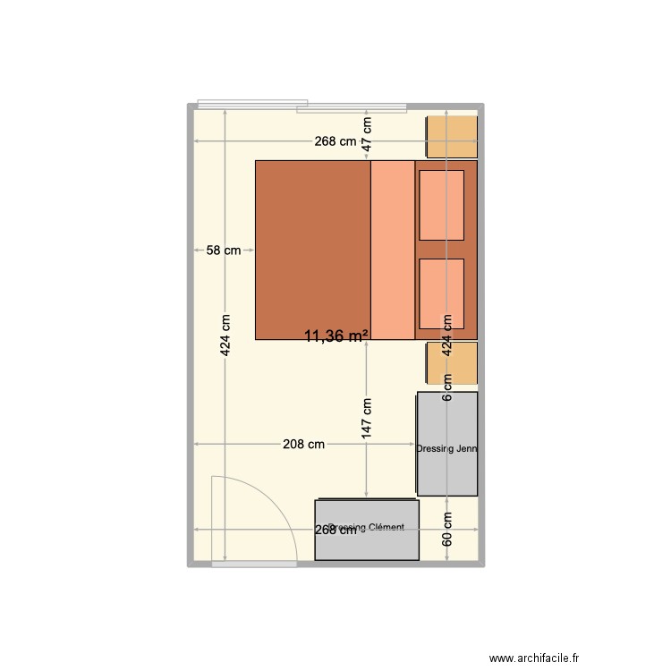 Chambre Parents #3. Plan de 1 pièce et 11 m2