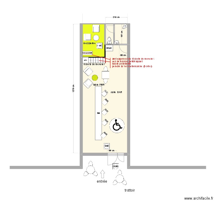 Les Koloc's mezzanime travaux. Plan de 4 pièces et 56 m2