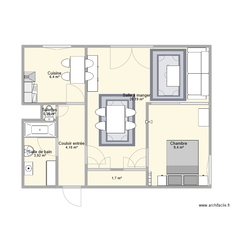 VULCAIN I. Plan de 7 pièces et 46 m2