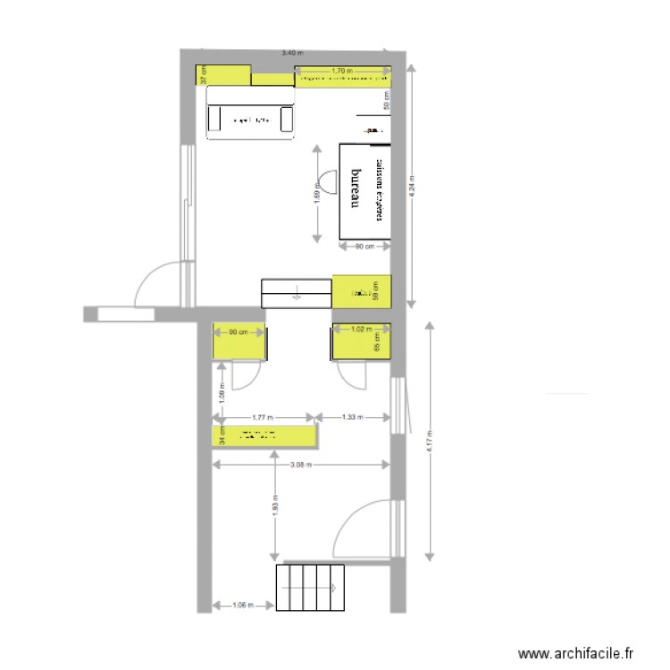 study. Plan de 0 pièce et 0 m2