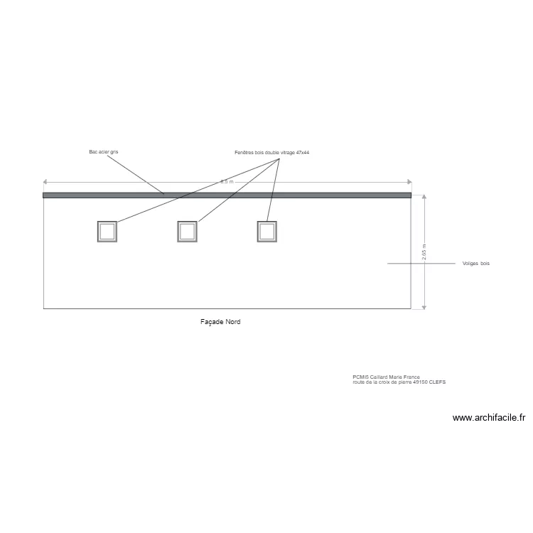 fa&ccedil;ade Nord b&acirc;timent agricole. Plan de 