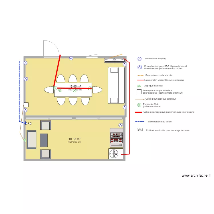 Véranda et terrasse. Plan de Véranda et terrasse. Plan de