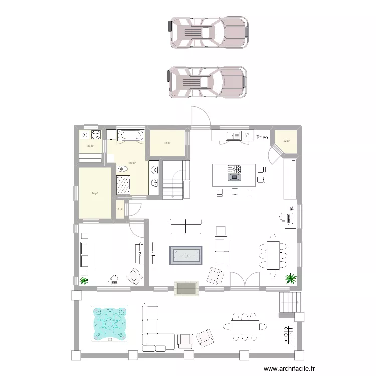 Chalet cuisine invers&eacute;e 32 X 46. Plan de 