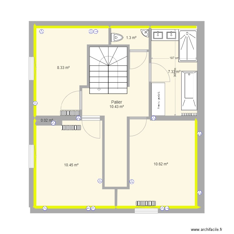 DSFA 1er etage Cloisons internes et périphériques. Plan de 0 pièce et 0 m2
