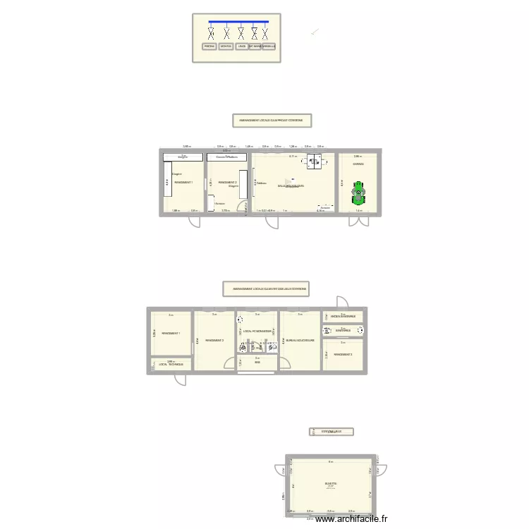 MAISON POUZAROT. Plan de 23  et 192 m²