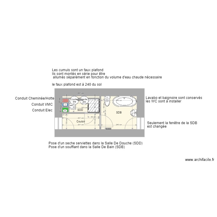 salle de bain. Plan de 7 pièces et 10 m2