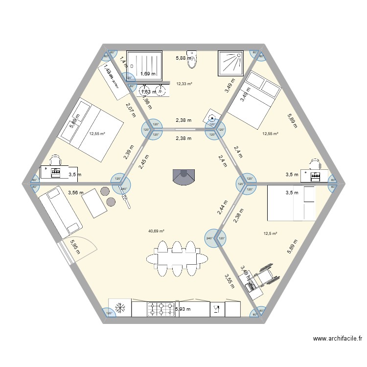 Maison1. Plan de 5 pièces et 91 m2