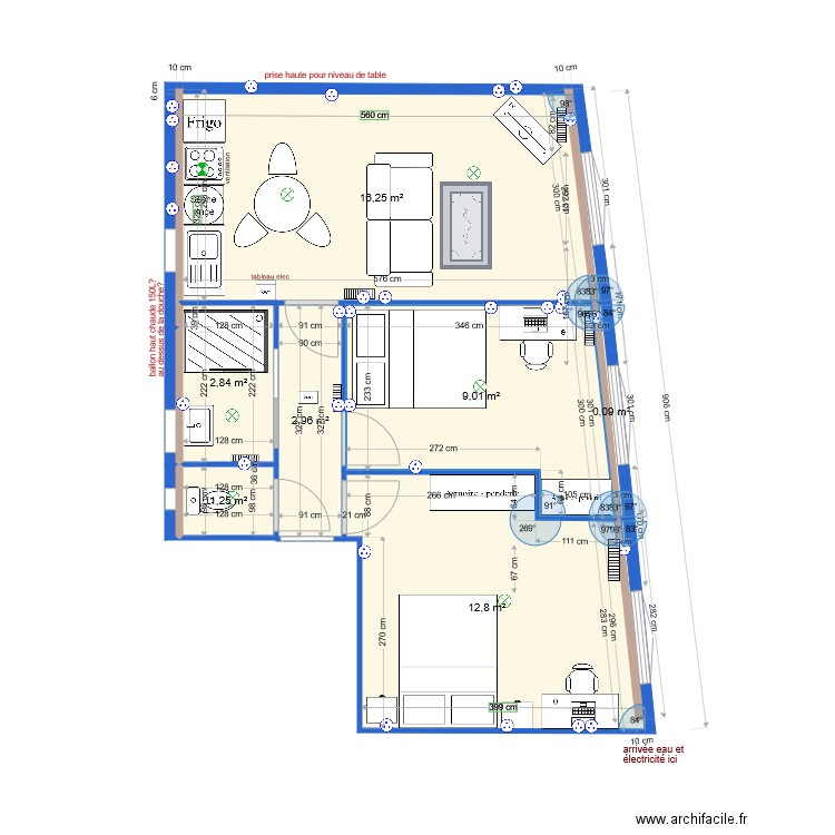 appartement rte Lodève V8. Plan de 7 pièces et 45 m2