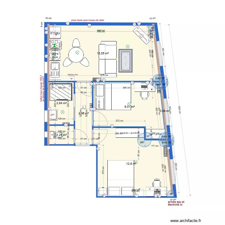 appartement rte Lod&egrave;ve V8. Plan de 