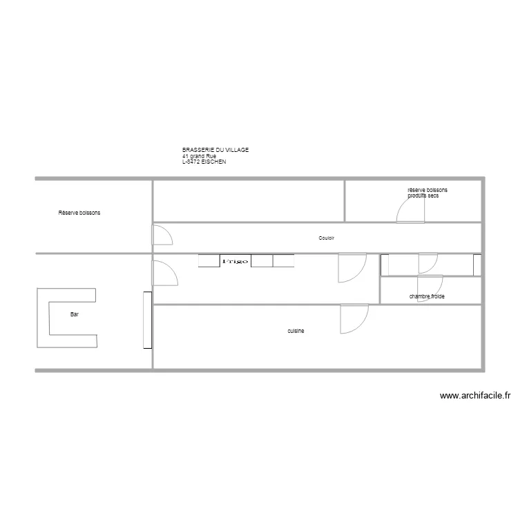 PLAN BRASSERIE DU VILLAGE. Plan de 