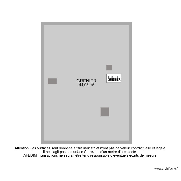 BI 7975 GRENIER. Plan de 2 pièces et 45 m2