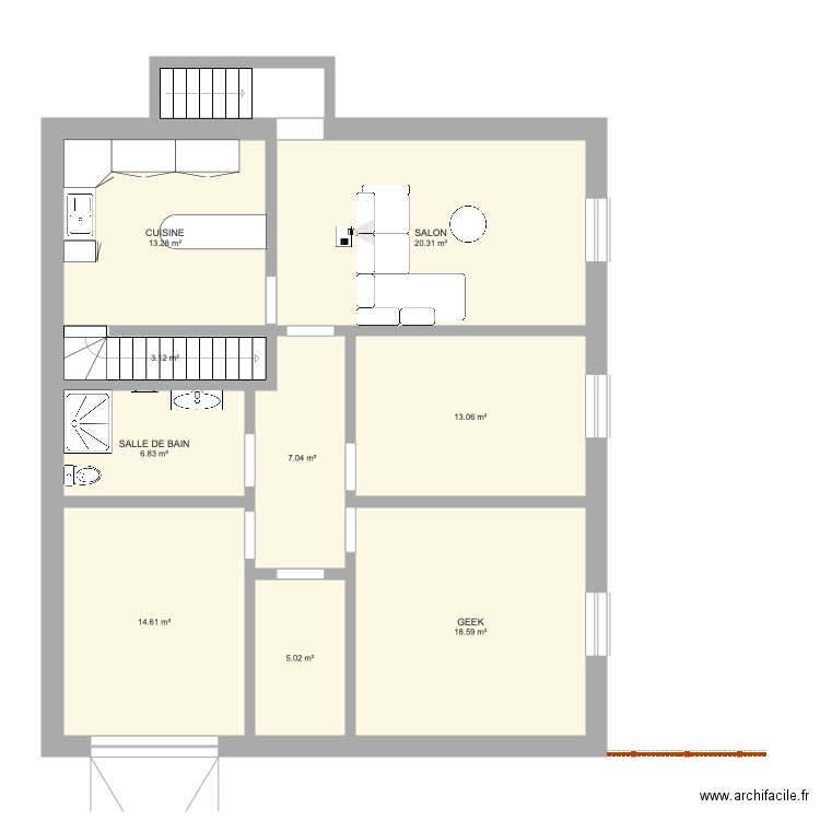  cave 1. Plan de 0 pièce et 0 m2