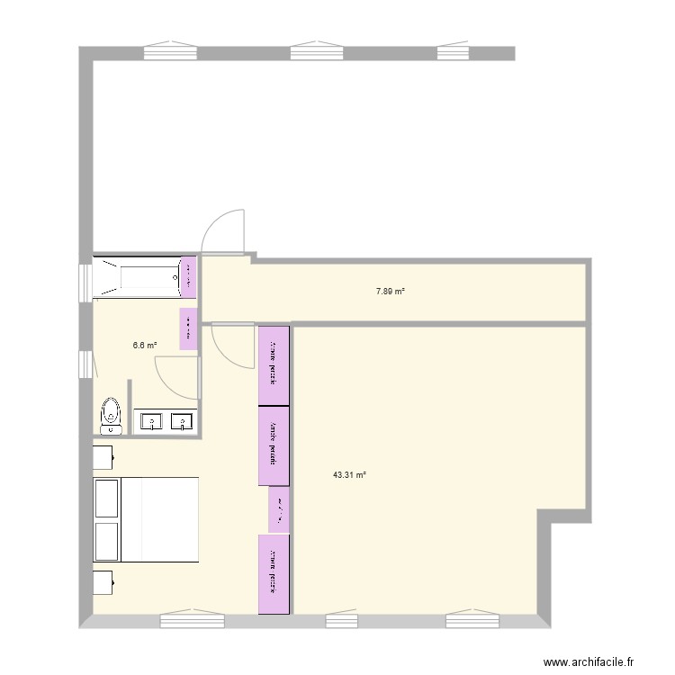 suite parentale agrandie projet a 21 juillet 2019. Plan de 0 pièce et 0 m2