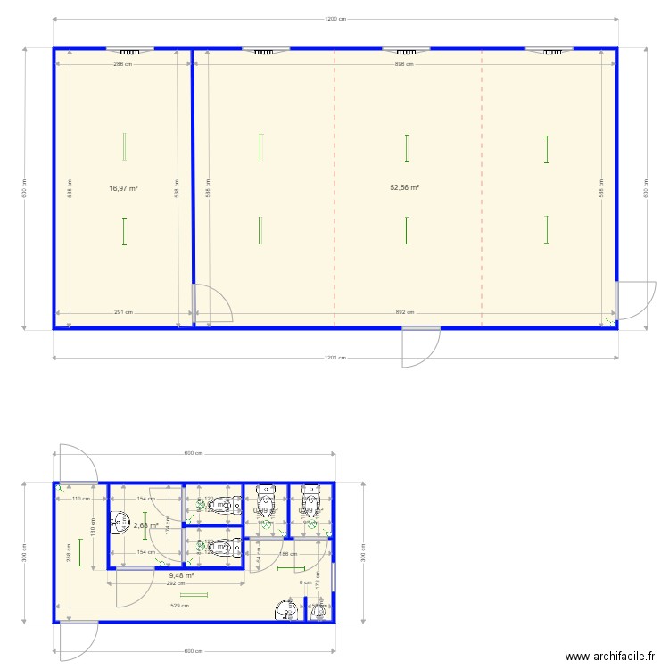 Commune Froidchapelle. Plan de 8 pièces et 86 m2