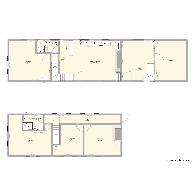 Lagleygeolle. Plan de 12 pièces et 166 m2