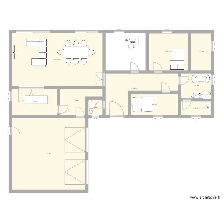 Projet 03/2023. Plan de 11 pièces et 176 m2