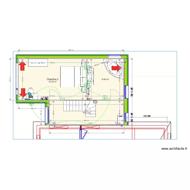 Julie F&egrave;vre Circuit per&ccedil;age RDC. Plan de 
