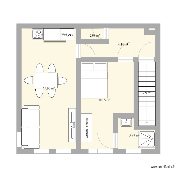 CHARENTON 2PIECES Plan 6 pièces 39 m2 dessiné par capital sud