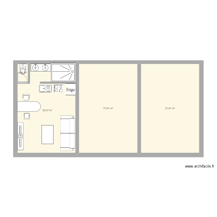 STUDIO 22M². Plan de 0 pièce et 0 m2