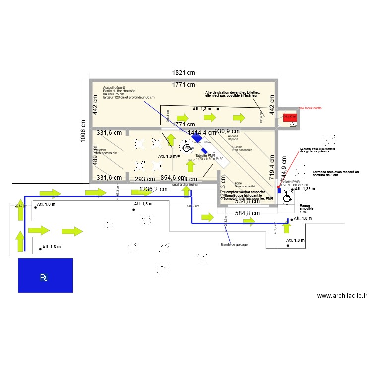 Beau rivage -restaurant bar - cote. Plan de 3 pièces et 180 m2