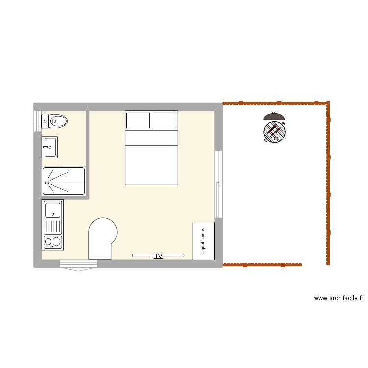 Studio lieu et place cabanon 2. Plan de 2 pièces et 18 m2