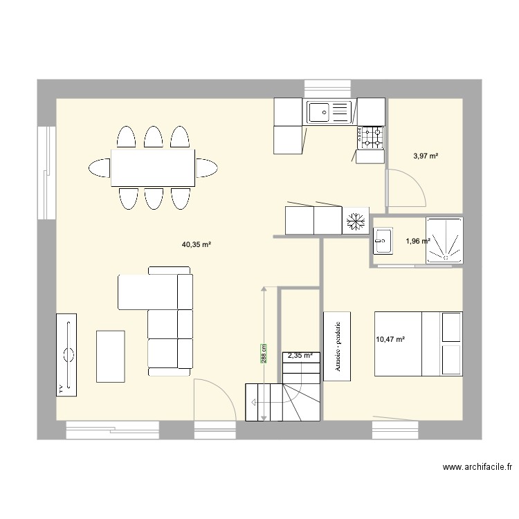 Maison 91m2 v2. Plan de 5 pièces et 59 m2