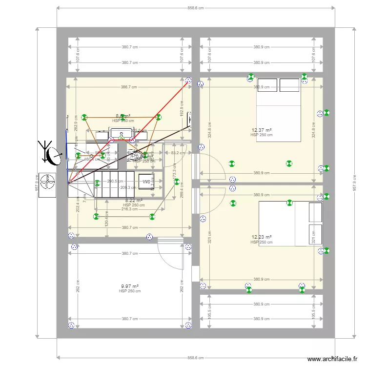 st jean de mont etage sdb . Plan de 