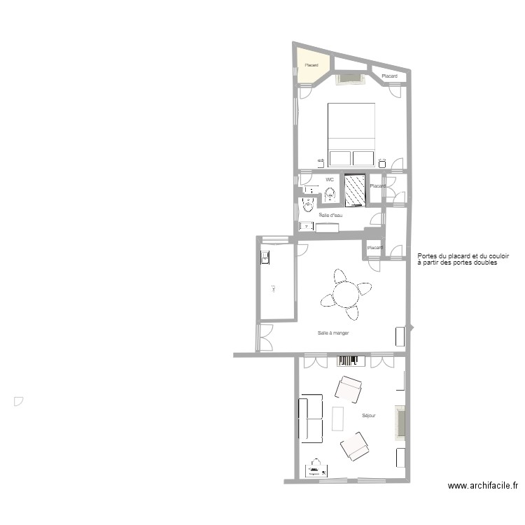 Plan Projet 29 Chomel. Plan de 1 pièce et 5 m2