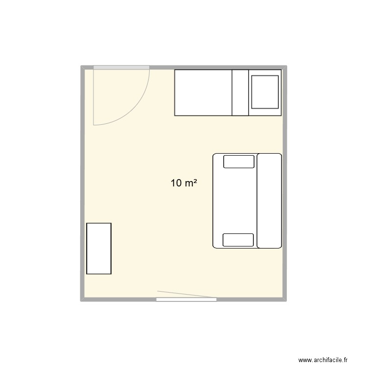 CHAMBRE GAUCHE. Plan de 1 pièce et 10 m2