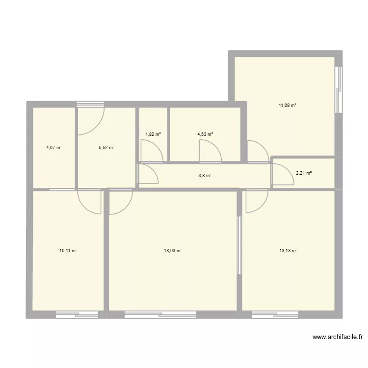 T3-Mona. Plan de 10  et 74 m²
