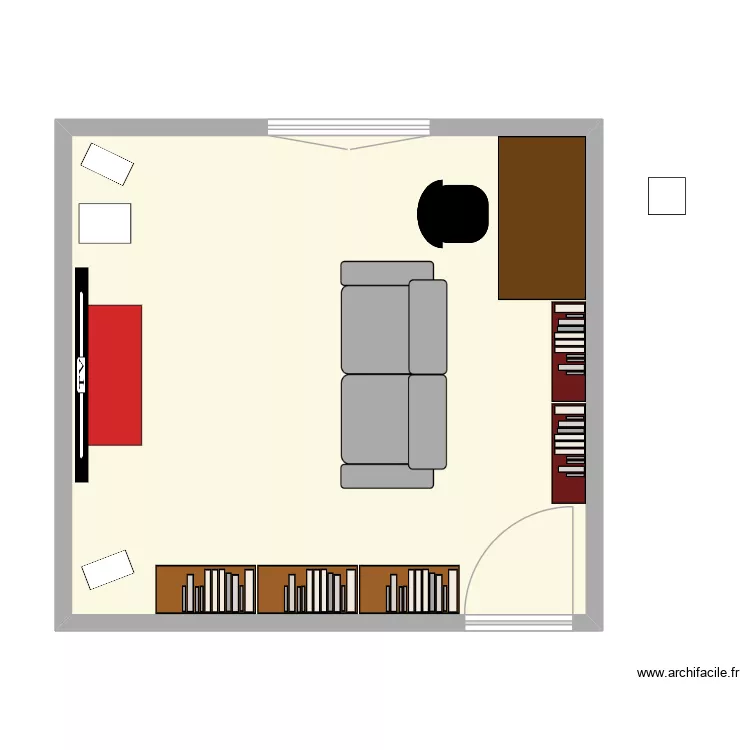 Piece TV FX. Plan de 1 pièce et 61 m²