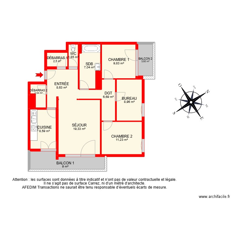 BI30068 -. Plan de 17 pièces et 108 m2