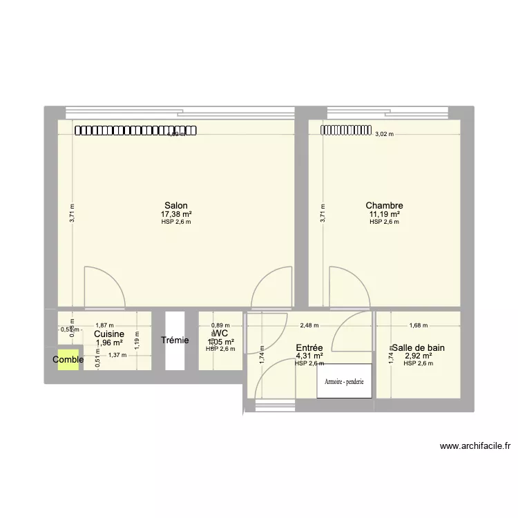 Missionnaires 41. Plan de 8 et 39 m² Missionnaires 41. Plan de 8 et 39 m²