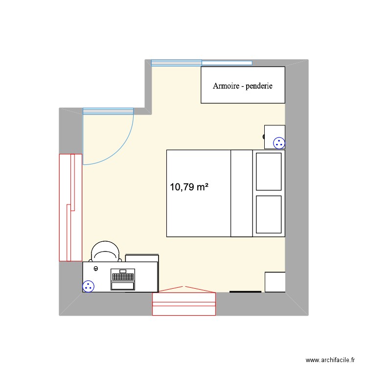 CHAMBRE1. Plan de 1 pièce et 11 m2