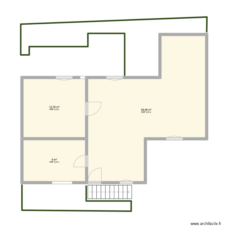 Ivry RdJ. Plan de 3 pièces et 61 m2