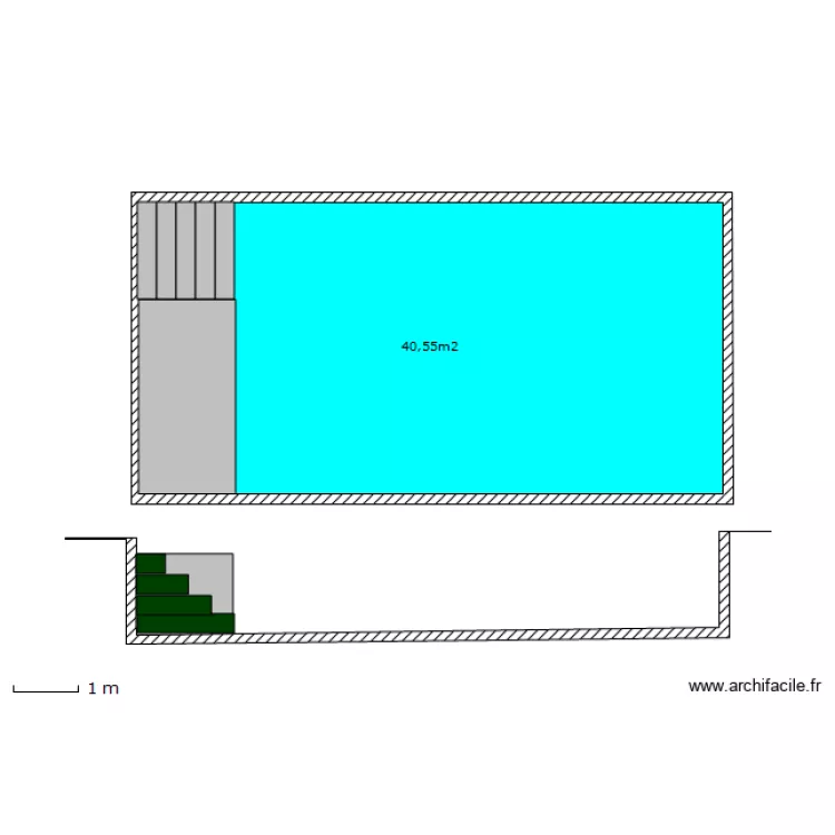 Plan en coupe piscine. Plan de 