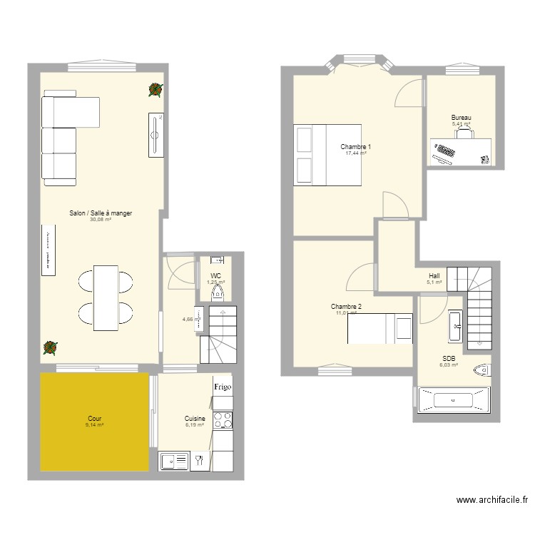 appart 54 hap V2. Plan de 0 pièce et 0 m2