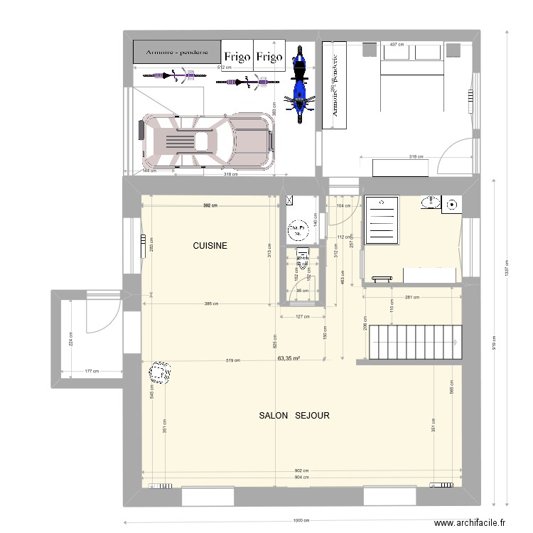 RDC 27 10 22. Plan de 3 pièces et 72 m2